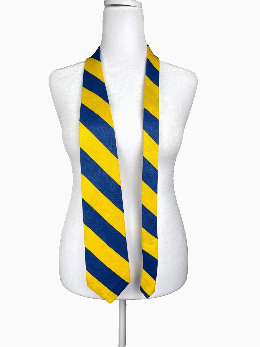 Vintage Brooks Brothers Makers Linen Necktie Blue Gold Repp Stripes Handmade USA